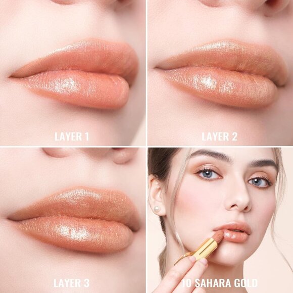 🆕 Metallic Nude Gold Lipstick Moisturizing Creamy Formula Vegan Full-Coverage - Picture 5 of 9